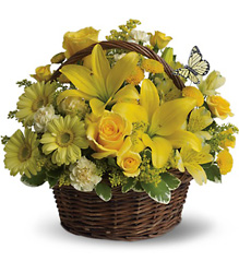 Basket Full of Wishes - All Yellow Basket from Olney's Flowers of Rome in Rome, NY